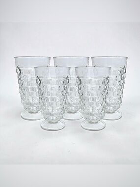 Indiana Glass Colony Whitehall Clear  Footed Glasses, Vintage Set of 5
